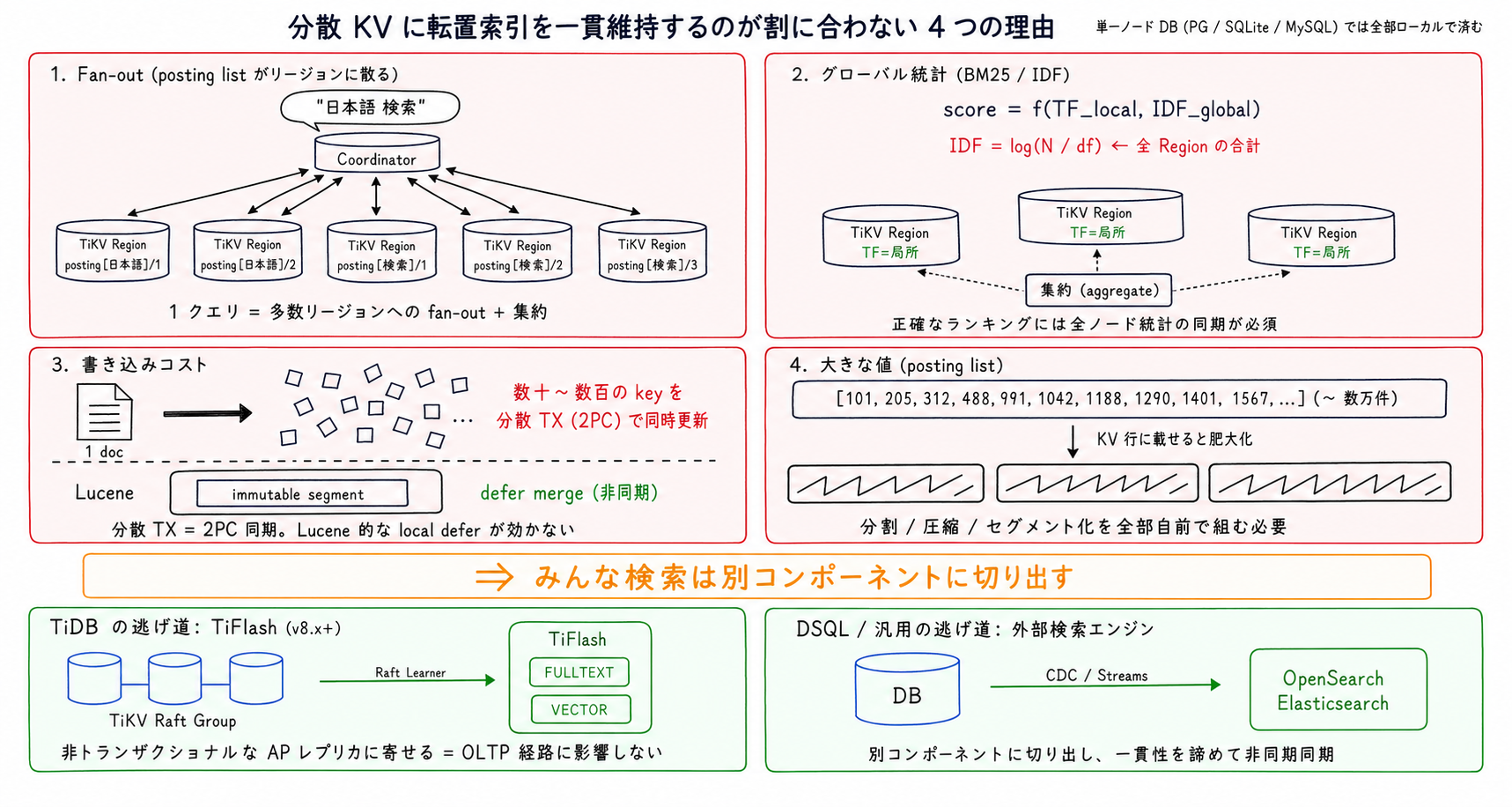 分散 KV で FTS を維持する 4 つの困難
