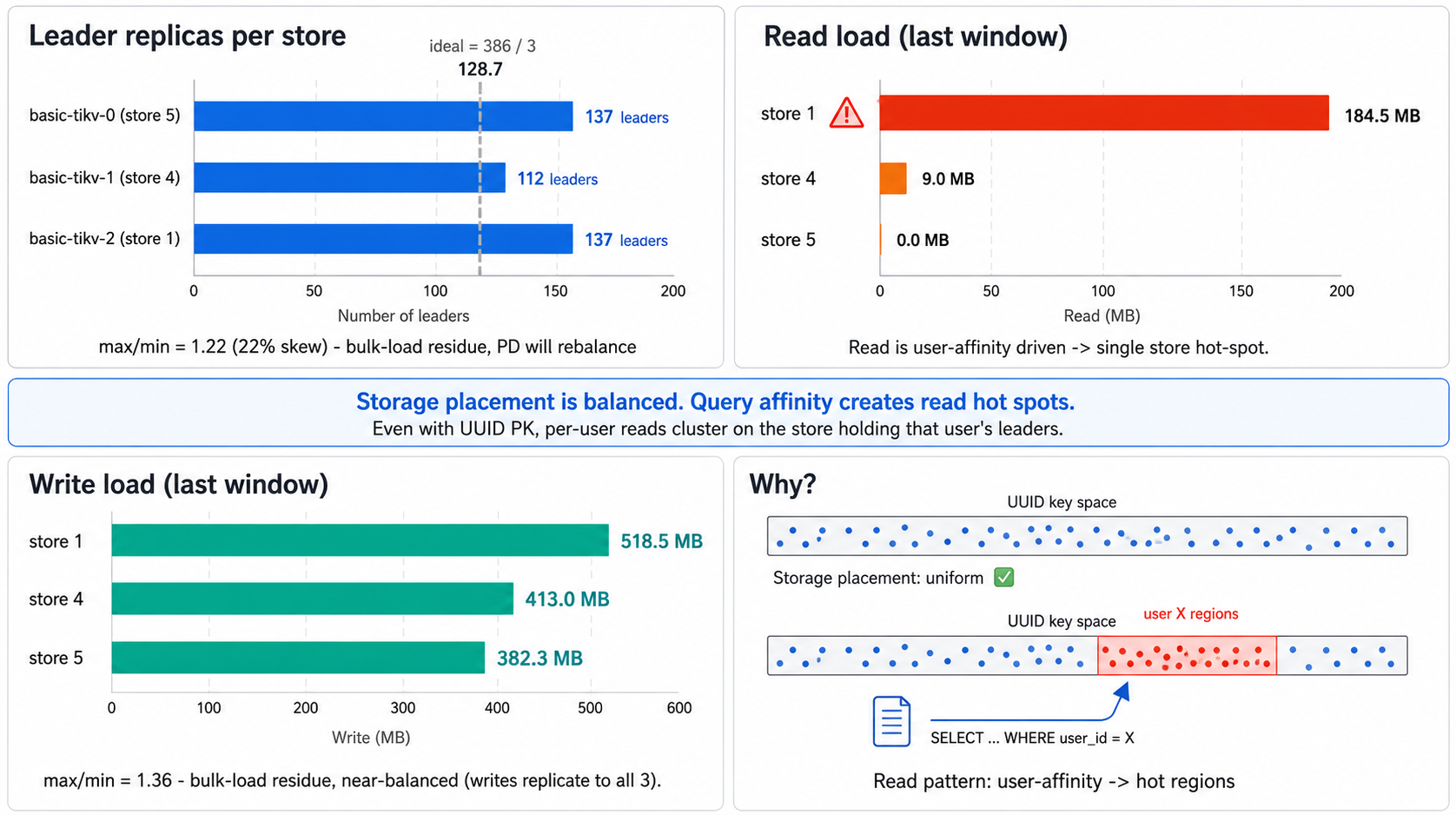 TiDB leader distribution and load asymmetry