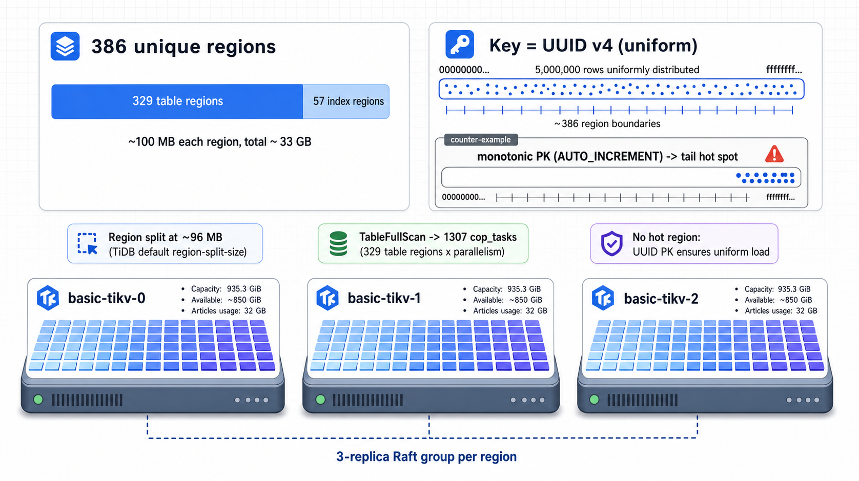 TiDB cluster region distribution